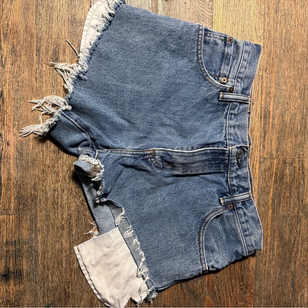 Levi's Distressed Blue Denim Shorts